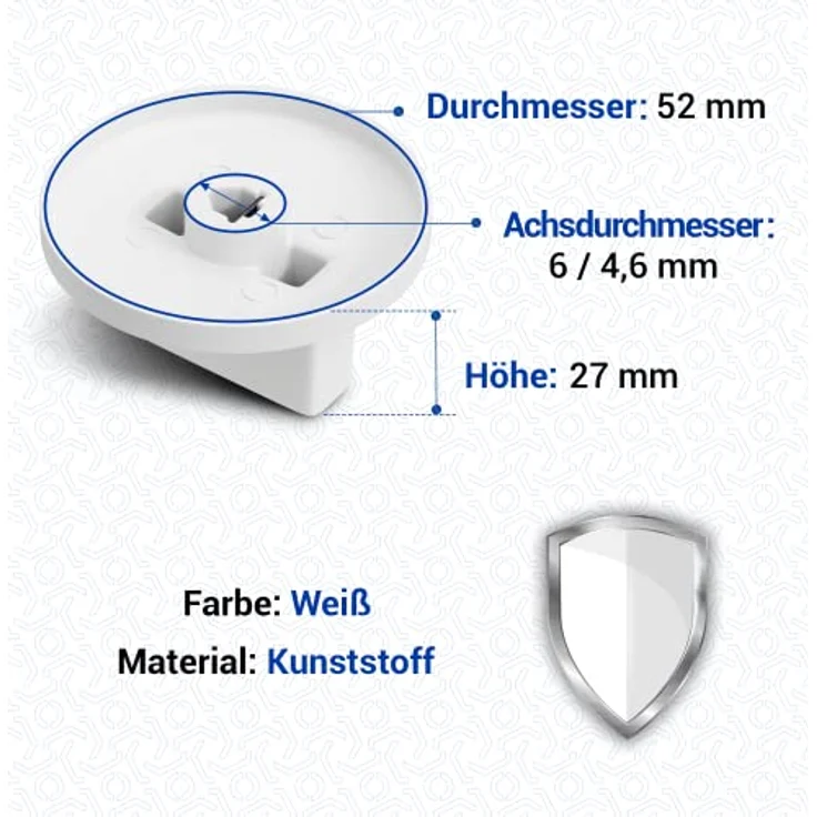 VIOKS Herd Drehknopf Set - 9x Drehknopf Herd Universal - Herd Ersatzteile Drehknopf 6mm Weiß, 52mmØ Knöpfe & Schalter für Backöfen & Herde – Bild 3