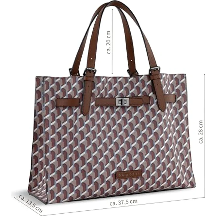 Bugatti Ella Shoulderbag L, elegante Tote Bag aus Kunstleder mit 2 Tragevarianten, braun – Bild 2