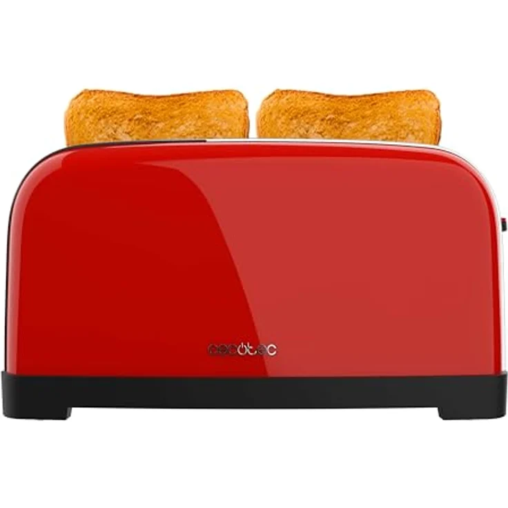 Cecotec Toastin' Time 1500, Vertikaler Toaster mit 2 langen Schlitzen, 1500 W, 4 Brotscheiben, Edelstahl Rot, Brötchenaufsatz, 3,8 cm breiter Schlitz, 7 Bräunungsstufen – Bild 2