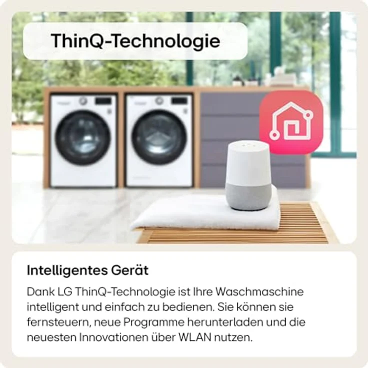 LG F4WB309YB unterbaufähig Waschmaschine, 9 kg, 1310 U/Min., Inverter Direct Drive®, Steam-Funktion, AquaControl, ThinQ® App-kompatibel – Bild 4