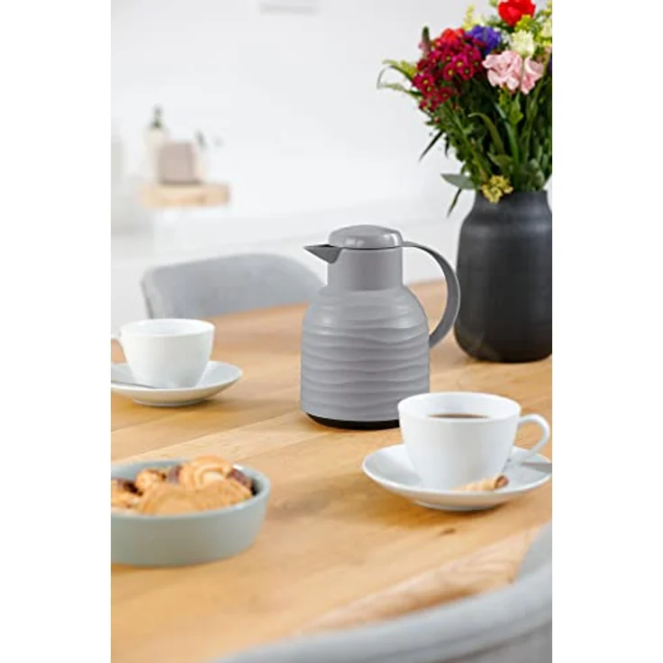 Emsa N4010900 Samba Wave Isolierkanne 1,0 Liter stone Quick-Press Kunststoff, Glas-Isolierkolben, Kaffeekanne: 12h heiß-24h kalt, made in Germany, 100 % dicht, stone – Bild 5