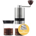 SILBERTHAL Kaffeemühle Manuell Kegelmahlwerk - Verstellbarer Mahlgrad von grob bis fein - Handmühle aus Edelstahl und Glas - Ideale Geschenkidee