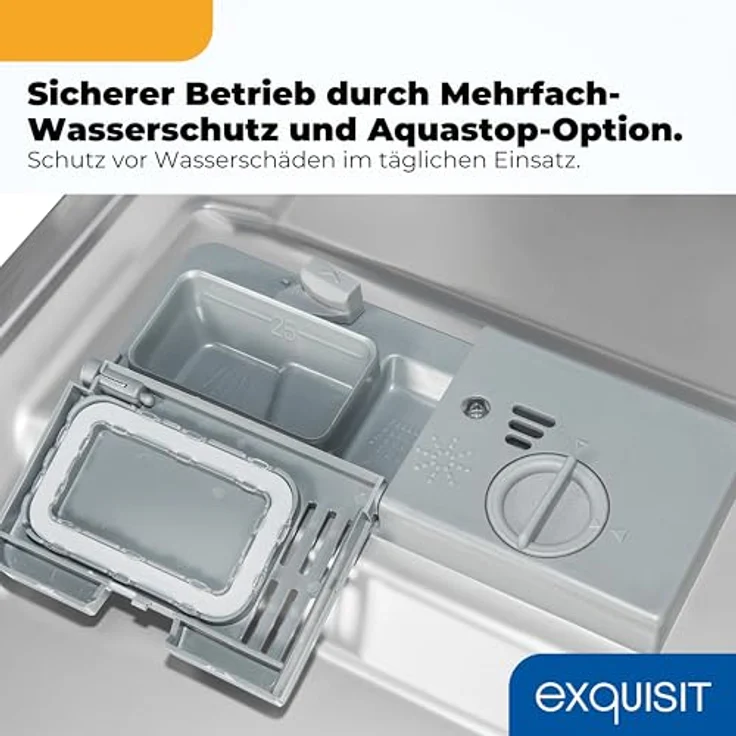 Exquisit Geschirrspüler GSP59309-030E, weiß | 7 Spülprogramme, EEK E, Besteckkorb, abklappbarer Tellerhalter, LED-Display – Bild 8