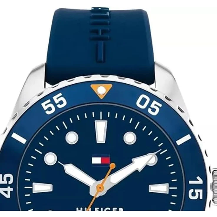 Tommy Hilfiger Quarzuhr KIDS 1720047, Armbanduhr für Mädchen und Jungen, analog, blau, silberfarben, wasserdicht bis 10 bar, Edelstahl-Gehäuse, Silikon-Armband – Bild 4