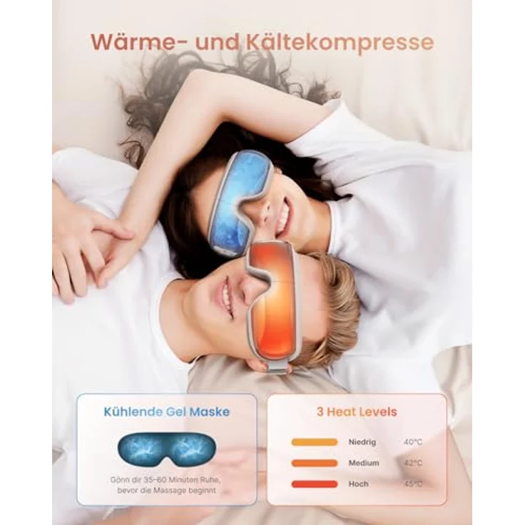 RENPHO Eyeris 3 G010V, Gesichtsmassagegerät mit 3 Akkupressur-Modi, Wärme- und Vibrationsfunktion, inkl. kühlbarer Gel-Maske, ergonomisches Design – Bild 6