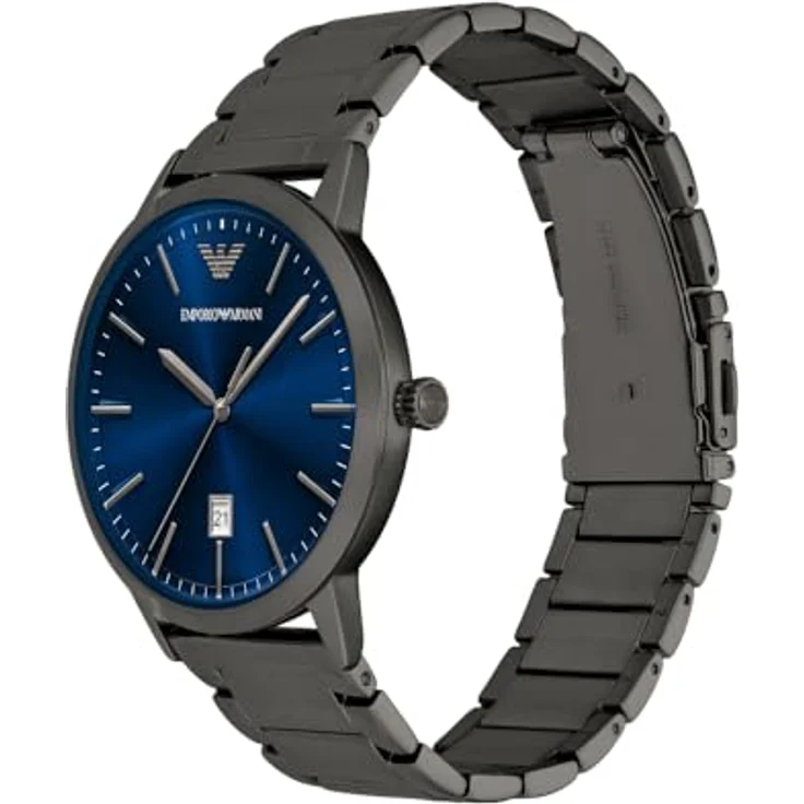 Emporio Armani AR11731, Herren 43 mm Gun-Metal Edelstahl Uhr mit blauem Sunray Zifferblatt und Quarzwerk – Bild 3