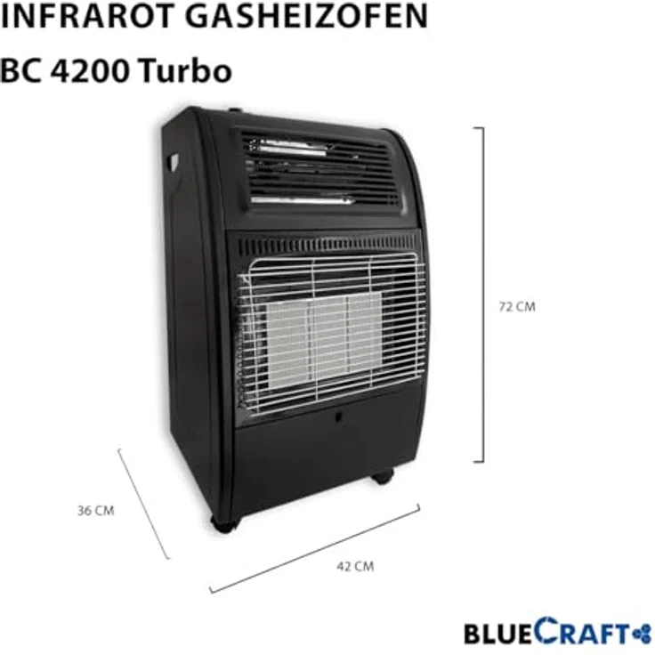 Bluecraft Infrarot Gas-Heiz-Ofen 4,2 kW mit elektrischer Heizung Camping Gasregler 🔥 – Bild 2