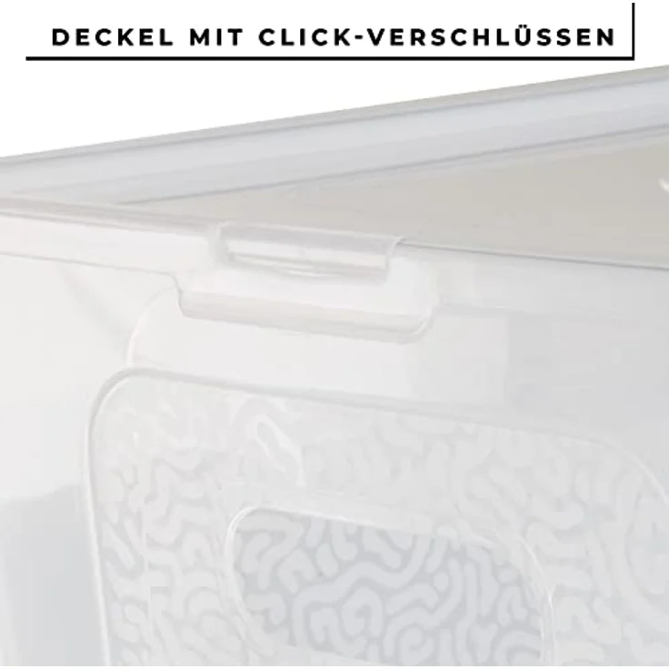 2friends Aufbewahrungsbox mit Deckel 6er Set, 17 Liter robuste Kunststoffbox, stapelbar und platzsparend, transparent, Made in EU – Bild 3