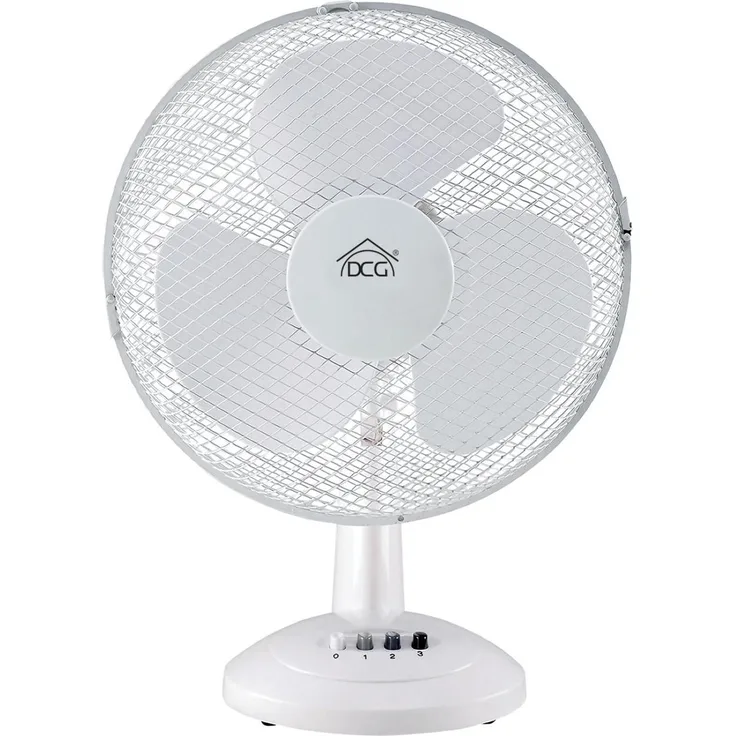 DCG Eltronic VE9040, Oszillierender Tischventilator 40 cm mit 3 Geschwindigkeiten, Weiss
