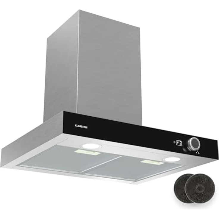 Klarstein AirNova Dunstabzugshaube, 60 cm Wandhaube mit 614 m³/h Luftstrom, A++ Energieeffizienz, LED-Beleuchtung, 49 dB, Edelstahl, Umluft & Abluft – Bild 1