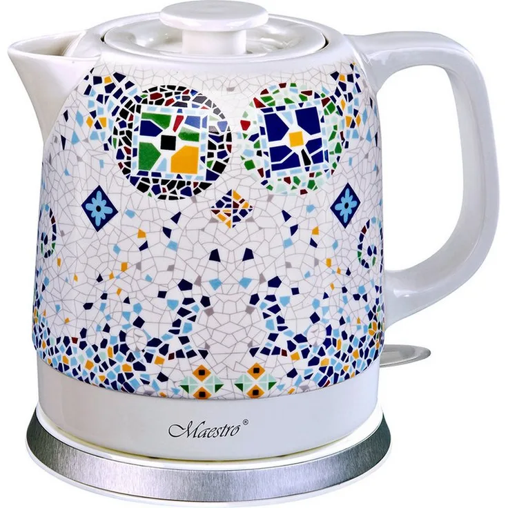 Feel Maestro MR 068, Elektrischer Keramikkessel Wasserkocher mit 1,5 l Fassungsvermögen, 1500 W, blaues Muster