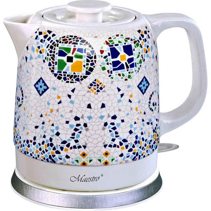 Feel Maestro MR 068, Elektrischer Keramikkessel Wasserkocher mit 1,5 l Fassungsvermögen, 1500 W, blaues Muster