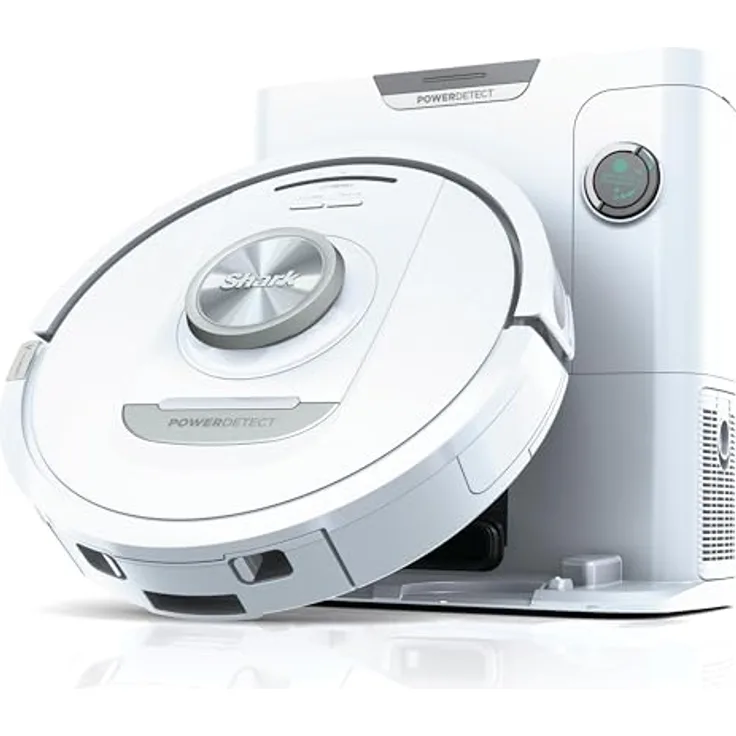 Shark PowerDetect Saugroboter selbstleerend mit 3D- & LiDAR-Navigation, Anti-Allergen- & Anti-Geruch-Basis, NeverStuck-Hindernisumgehung, Weiß AV2820VEEUWH