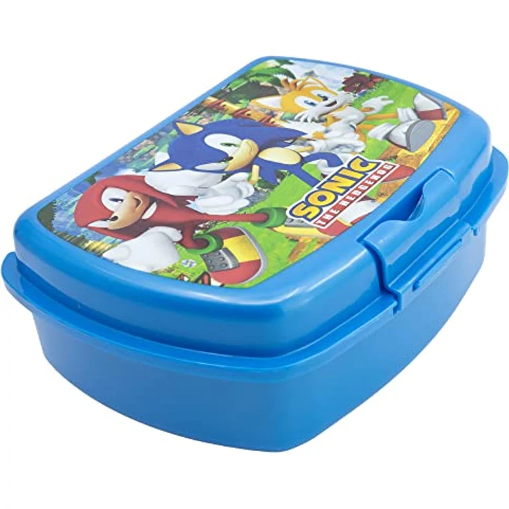 Tinisu Sonic Brotdose Lunchbox, Kunststoff, 16cm x 12cm x 5cm, Kinder Sandwichbox – Bild 1