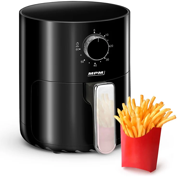 MPM Heißluftfritteuse MFR-12, 2L mit 800W Leistung, fettfreie Frittiertechnologie