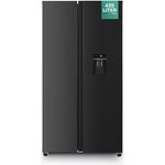 Heinrich´s Side-by-Side Kühlschrank, Kühlgefrierkombination mit 439L Mega Gesamtvolumen, NO-FROST, 151L Gefriervolumen, inkl. Wasserspender, LED Beleuchtung,Touch, Multi-Airflow-System, Schwarz-Inox