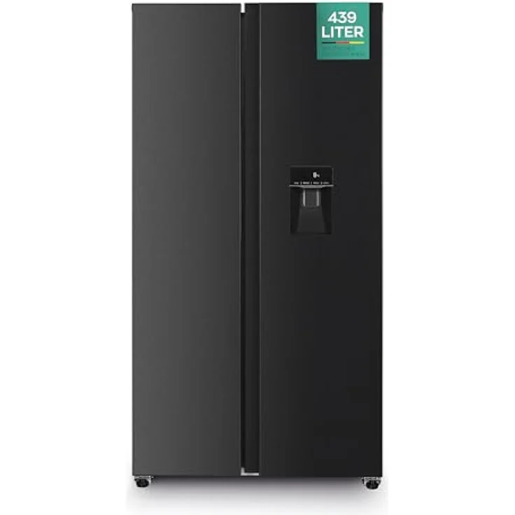 Heinrich´s Side-by-Side Kühlschrank, Kühlgefrierkombination mit 439L Mega Gesamtvolumen, NO-FROST, 151L Gefriervolumen, inkl. Wasserspender, LED Beleuchtung,Touch, Multi-Airflow-System, Schwarz-Inox – Bild 1