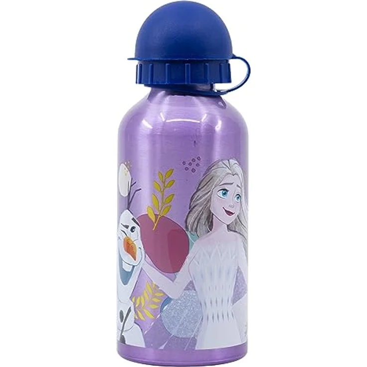 Stor Aluminium Trinkflasche für Kinder, 400 ml mit Kappe und beliebten Motiven, leicht und mehrfarbig – Bild 1