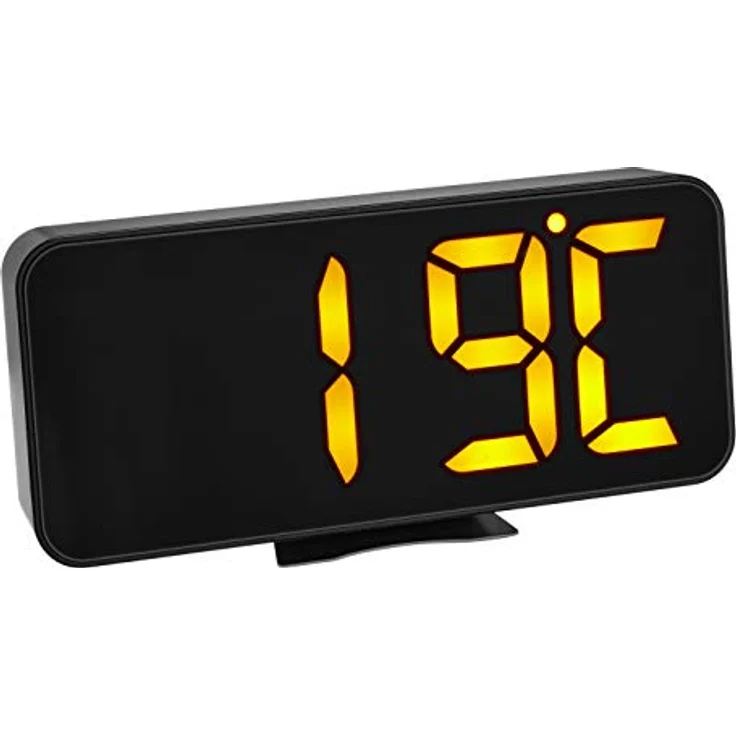 TFA Dostmann Digitaler Wecker, 60.2027.01, mit orangen LED-Ziffern, Anzeige von Innentemperatur, mit Weckalarm, schwarz, (L) 178 x (B) 36 x (H) 84 mm – Bild 2