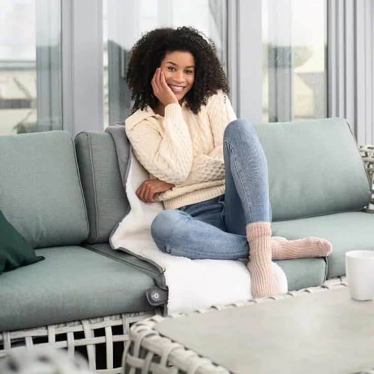 Medisana Heizdecke OL 800, Outdoor Wärmedecke mit Infrarot-Wärmespots, mobile & kabellose Anwendung, Wärme „to go“ – Bild 3