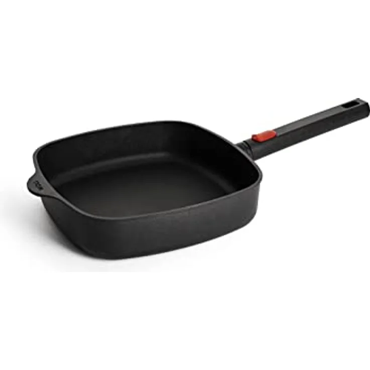 Woll Diamond Logic XR Gusspfanne, viereckig - Induktiv -, 24 cm x 24 cm, 6 cm hoch, mit abnehmbarem Stiel - Geeignet für alle Herdarten, Aluguss, backofenfest, schwarz