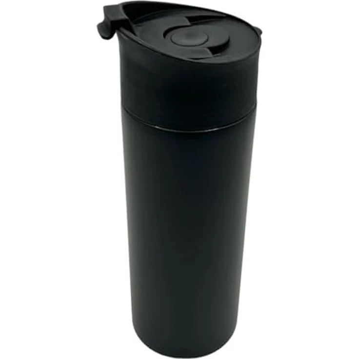 MediMuc Thermo French Press Travel 0,35L - Genießen Sie unterwegs länger heißen Kaffee in stilvoller Eleganz - doppelwandig und aus hochwertigem Edelstahl - außen schwarz beschichtet – Bild 1