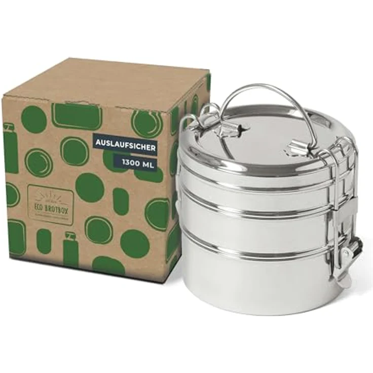 ECO Brotbox Lunchbox Tiffin Swing, auslaufsicher, 1200 ml, dreilagig, aus Edelstahl – Bild 2