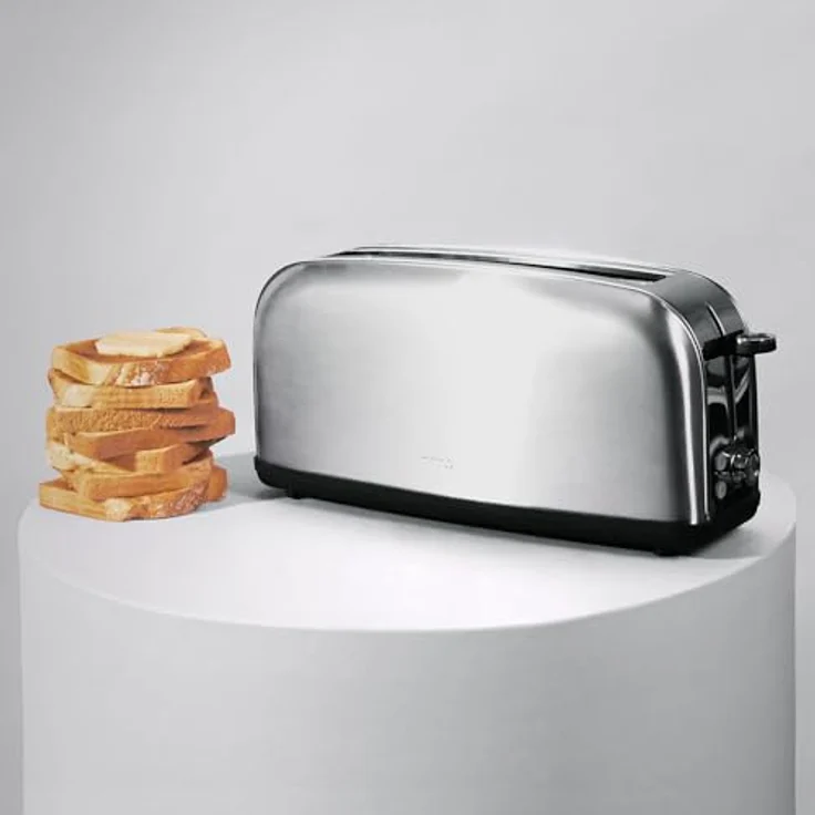 Cecotec Toastin' Time 850 Inox Long Lite, Vertikaler Toaster mit 850 W, 2 Scheiben, 3,8 cm breitem Schlitz, Edelstahl, inkl. Brötchenaufsatz und Krümelschublade – Bild 4