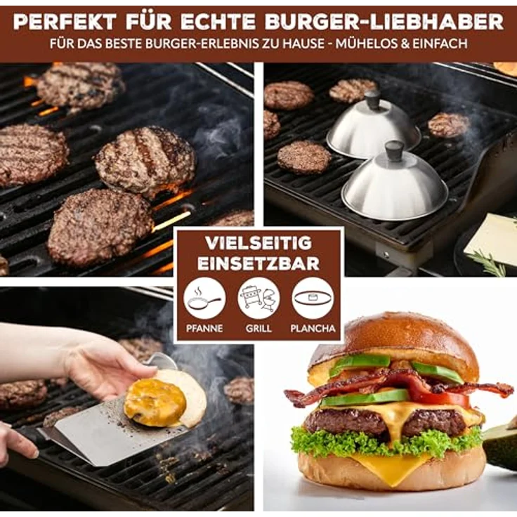 bremermann Burgerhauben-Set, 4er Set Schmelzglocken aus rostfreiem Edelstahl, je 16 cm, multifunktional für Grill und Pfanne – Bild 4