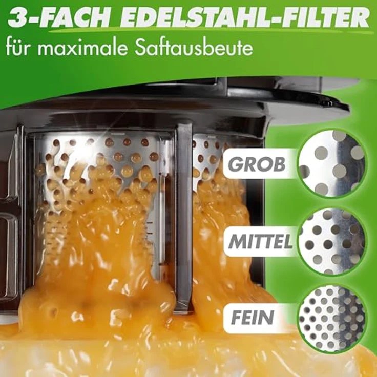 Nutrilovers NUTRI-PRESS MAX Slow Juicer, Entsafter für ganze Früchte mit XXL 150 mm Öffnung, BPA-frei, inkl. Saft-Flasche und Rezeptbuch – Bild 5