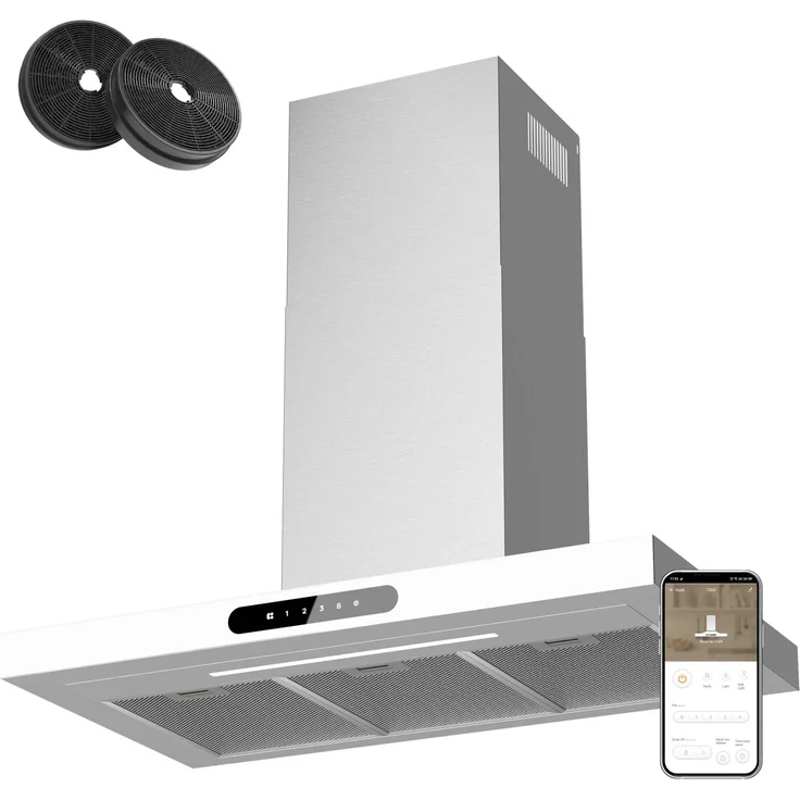 CIARRA Dunstabzugshaube VM9102W, 90 cm, A+++ Energieeffizienz, 650 m³/h Saugkraft, WIFI-App Steuerung, Touch Control