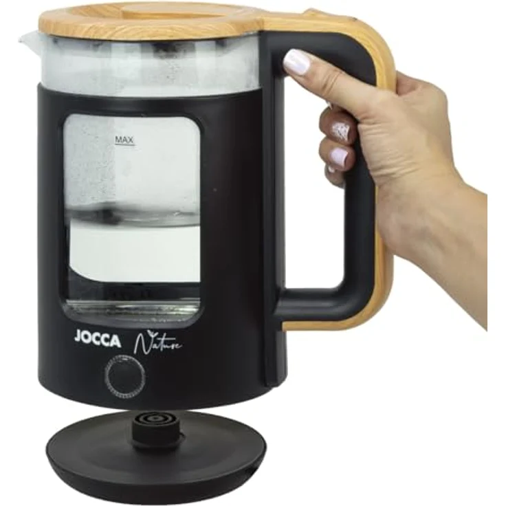 Jocca Wasserkocher 1,8 Liter Schwarz 360° Drehbare Basis Automatische Abschaltung Borosilikatglas – Bild 5