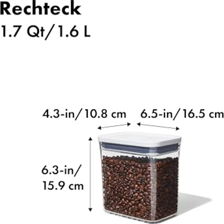 OXO Good Grips POP-Behälter ? luftdichte, stapelbare Aufbewahrung von Lebensmitteln ? 1,6 L für Teebeutel und mehr – Bild 2