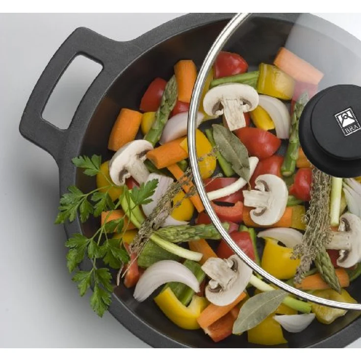 BRA Efficient Wok-Pfanne 28 cm mit Glasdeckel, Silikongriffen und 4,2 Litern Inhalt – Bild 3