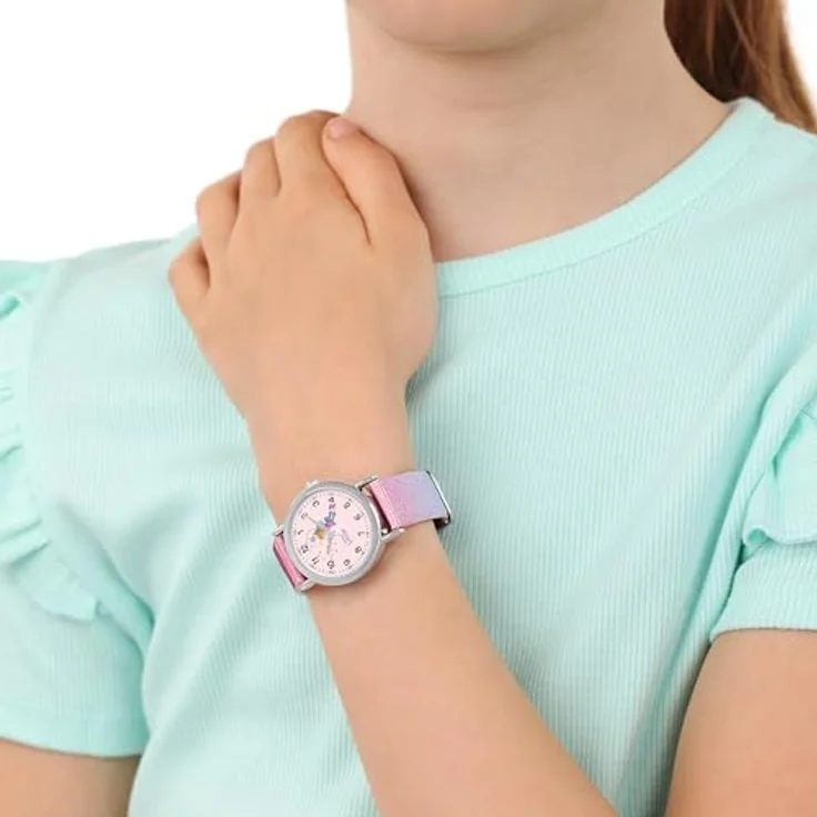 Prinzessin Lillifee Armbanduhr 2040170, rosa Kunstlederband, wasserdicht bis 3 bar, für Mädchen, Geschenkbox – Bild 2