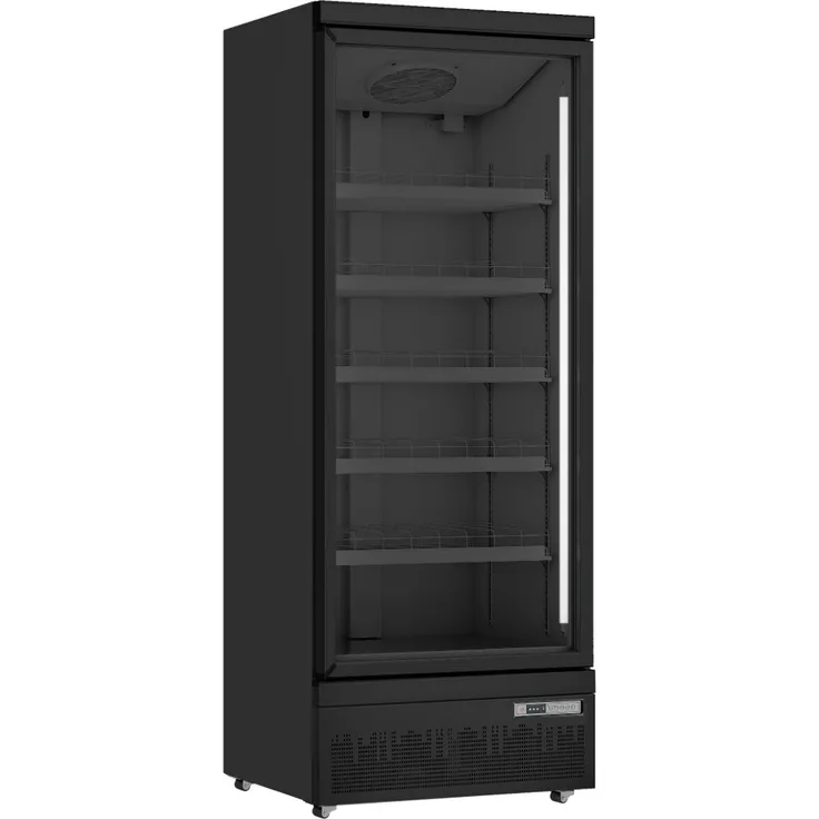 SARO GTK 600 PRO, Kühlschrank mit Glastür, schwarz, Flaschenkühlschrank, energieeffizient, vier höhenverstellbare Roste, ideal für Kiosk und Partys