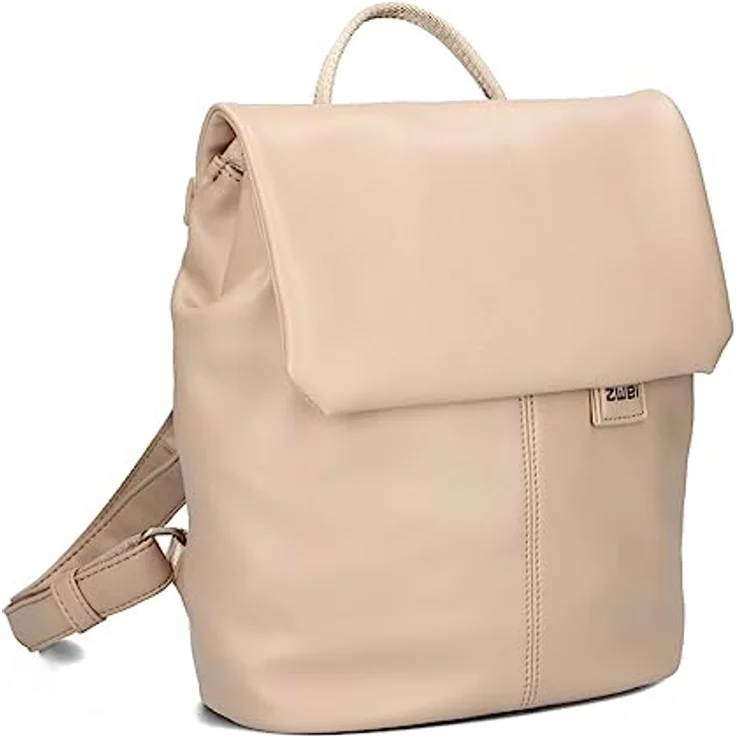 Zwei Mademoiselle.M City Rucksack, 29 cm, 100% Polyurethan, beige, 24 x 13 cm – Bild 1