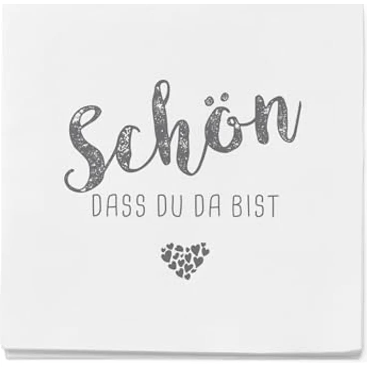 itenga Servietten Schön dass du da bist, 3-lagig, 30 x 30 cm, 40 Stück, weiß für Kommunion, Konfirmation, Hochzeit und Taufe – Bild 2