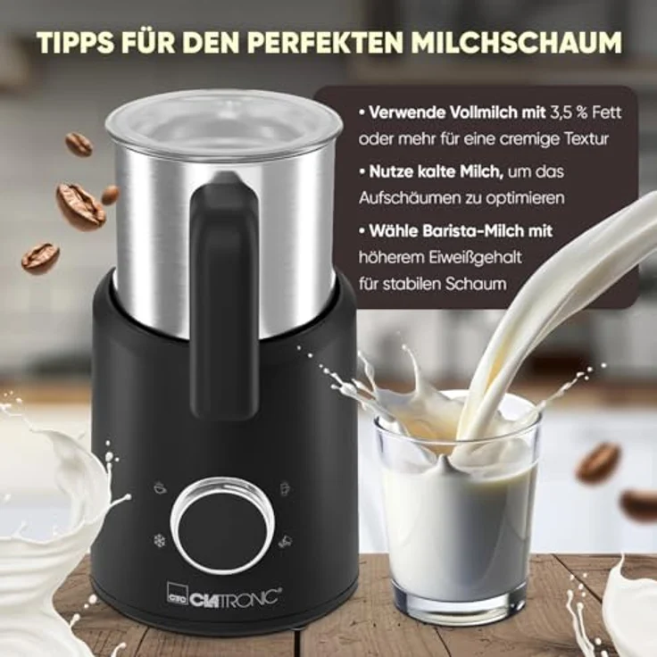 Clatronic Milchaufschäumer elektrisch | mit Heizfunktion | warmer und kalter Schaum | für dichten, cremigen Schaum | 740ml | MS 3812 – Bild 5