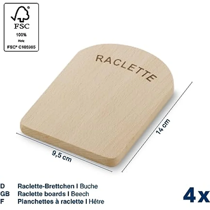 Kela 77937 Raclette-Pfannenuntersetzer-Set, 4 Stück, 14 x 9,5 cm, Holz, Baar – Bild 4