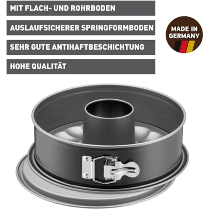 Kaiser Inspiration Springform 26 cm rund, 2 Böden, Flach- und Rohrboden, runde Backform, antihaftbeschichtet, auslaufsicher, mit Rezept – Bild 3