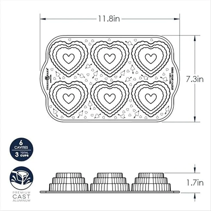 Nordic Ware 3D-Muffinform Herz - Kranz - gestuft für romantische Leckereien – Bild 6