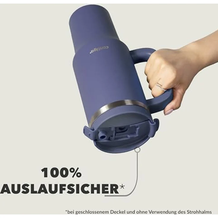 Contigo Streeterville 1200 ml Thermosflasche, isolierte Edelstahl-Trinkflasche mit Henkel und Strohhalm, hält Getränke bis zu 29 Stunden kalt, BPA-frei, spülmaschinenfest – Bild 4