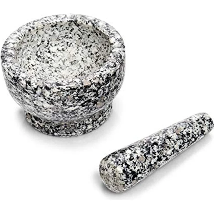 Zeller 24503 Mörser und Stößel-Set, Granit, grau, ca. 13 x 13 x 8 cm – Bild 3