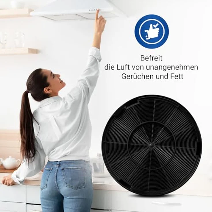 VIOKS 2x Aktivkohlefilter für Dunstabzugshauben, Rundfilter mit 196 mm Durchmesser, Ersatz für AEG, Bosch, Faber und Whirlpool – Bild 5