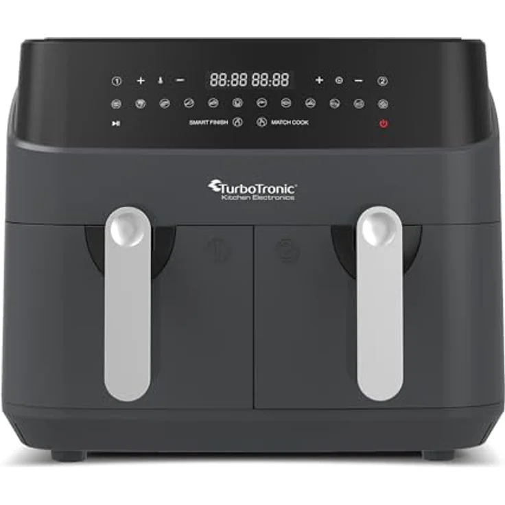 TurboTronic by Z-Line Heißluftfritteuse XXL Doppelkammer 2x 4,5 Liter, 1600 W, digitaler Airfryer Fettfrei, Power, dual, Camping, in Schwarz - Preisvergleich – Bild 5