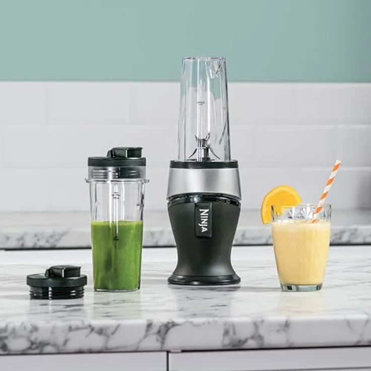 Ninja QB3001EUS Standmixer Smoothie Maker, 700W, inkl. 2 Becher je 0,47L, schwarz, silber – Bild 4