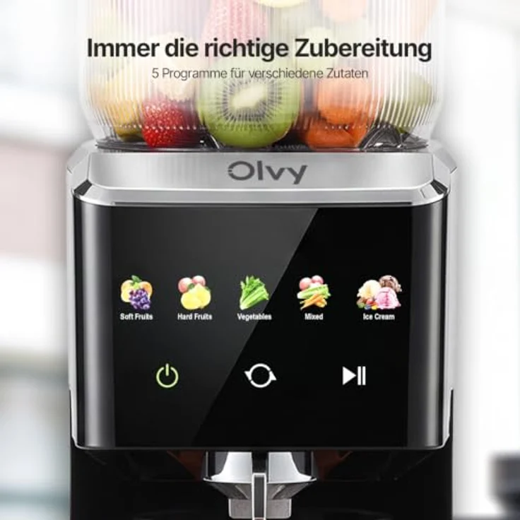 Olvy Slow Juicer JS8303S, 150W Entsafter für Obst & Gemüse mit 5 Programmen, Eiscreme-Funktion, Rückwärtsfunktion, BPA-frei – Bild 5