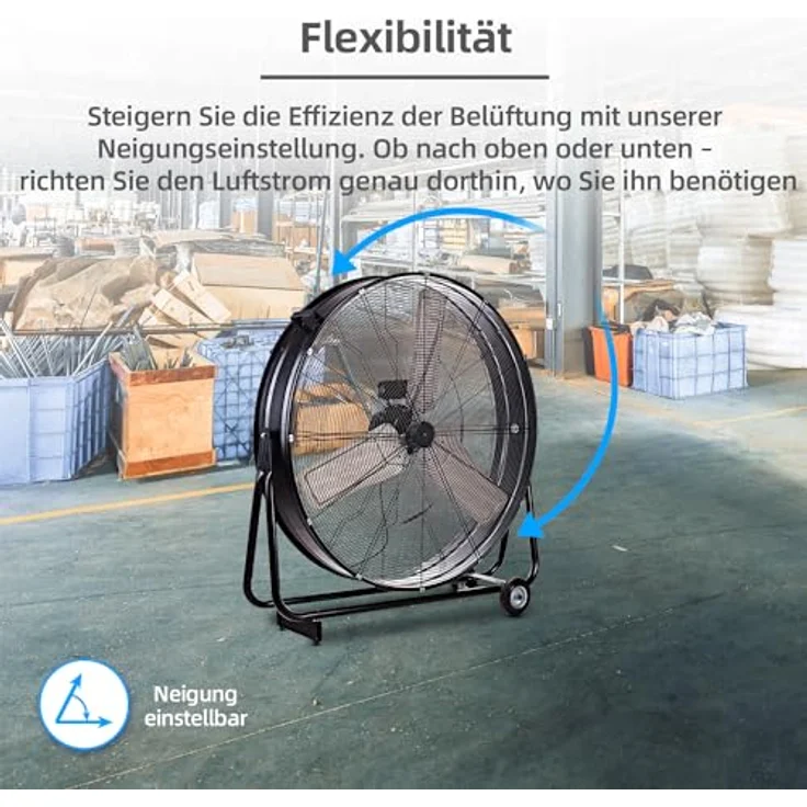 Be Cool BCIWM90CM Bodenventilator 90cm, 400W Industrie-Windmaschine mit 2 Geschwindigkeitsstufen, Schwarz – Bild 4