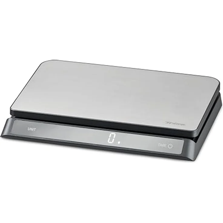 Trisa Digitale Küchenwaage 1g Genau, Präzision bis 15KG, Tare- & Hold-Funktion, LCD Display, 4 Gewichtseinheiten, Slim Design in eleganter Metalloberfläche – Bild 2